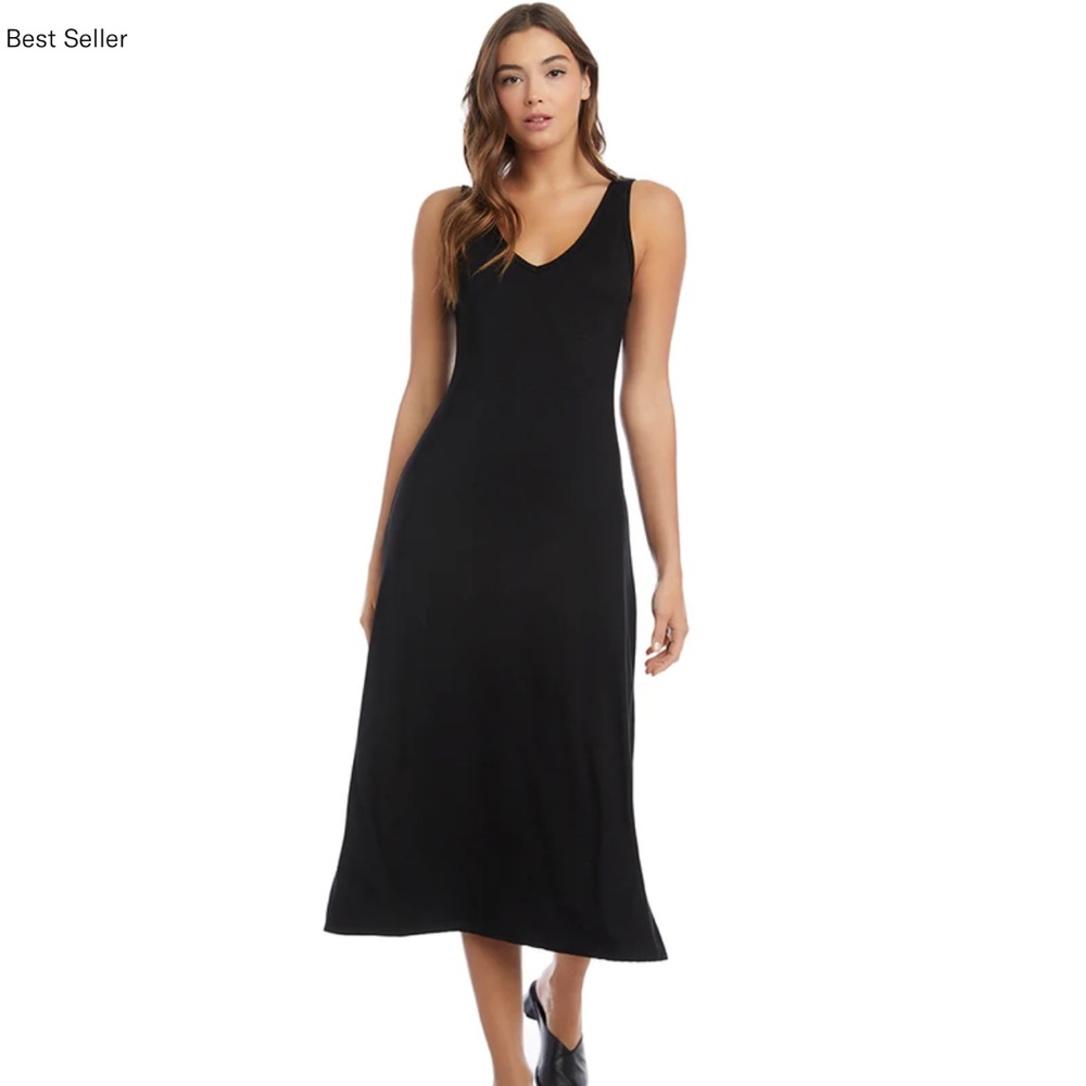 KAREN KANE black sleeveless dress XS swingy skirt